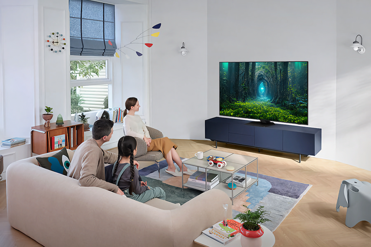 family living room watching TV