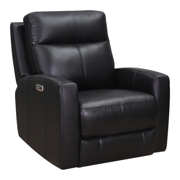 Modello II Leather Power Recliner with Power Headrest - Black | Tepperman's